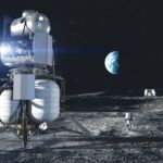 Blue Origin's integrated lander on the Moon's surface.