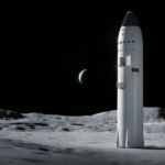 Another view of Starship, this time on the Moon's surface.