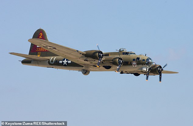 A B-17 Flying Fortress over Houston, Texas, in October 2011