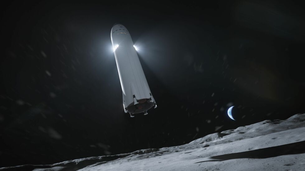 Посадка на поверхность Луны должна быть чуть проще, чем на Землю: здесь нет бокового ветра или качающейся морской платформы, на которую часто сажают носители SpaceX / ©NASA