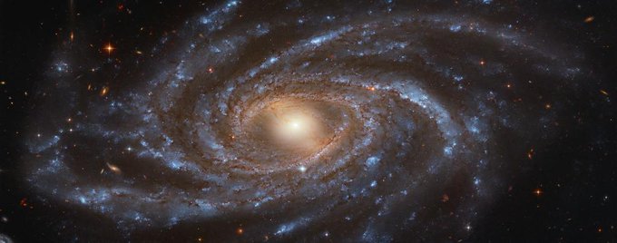 Large spiral galaxy with blue arms in deep space