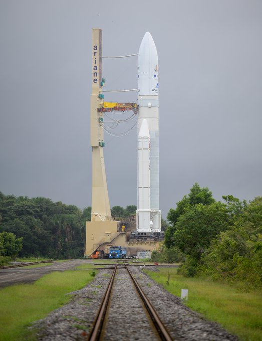 Arianespace's Ariane 5 rocket with NASA's James Webb Space Telescope onboard, is rolled out to the launch pad, Thursday, Dec. 23, 2021, at Europe's Spaceport, the Guiana Space Center in Kourou, French Guiana.