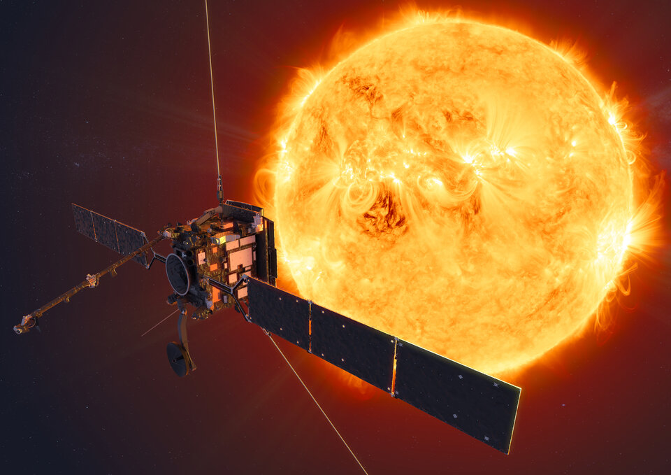 Solar Orbiter facing the Sun (artist's impression)