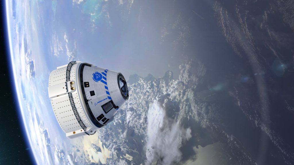 Орбитальный полёт космического корабля CST-100 (Starliner) в представлении художника. NASA