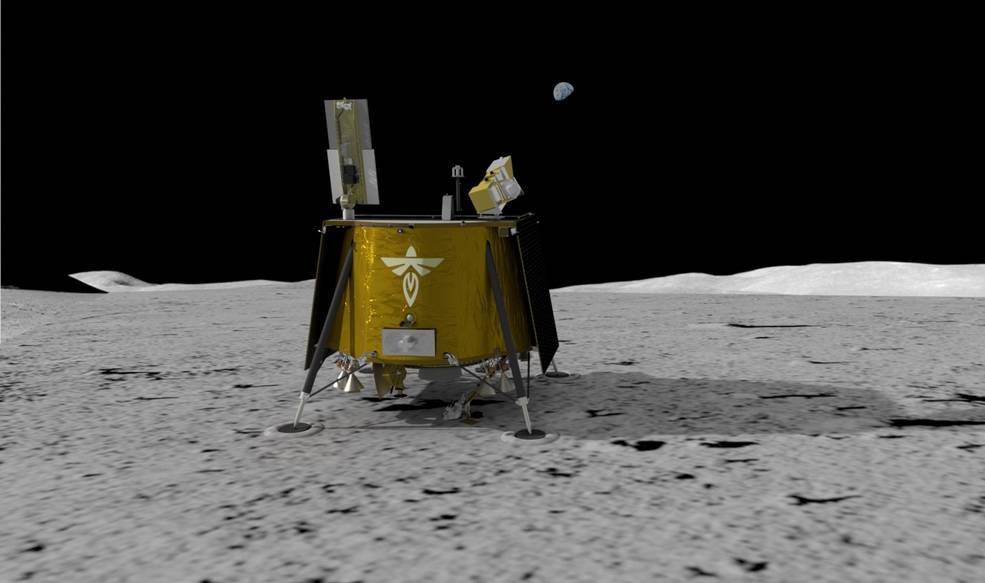 Illustration of of Firefly Aerospace's Blue Ghost lander on the lunar surface
