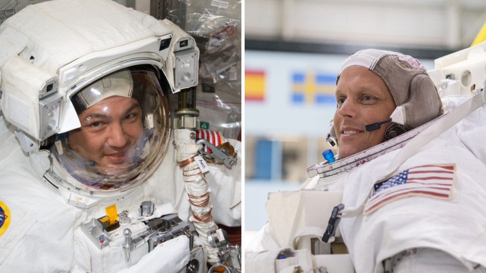 Pictured from left are NASA astronauts Kjell Lindgren and Bob Hines.