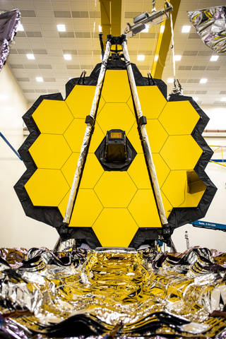 Shown fully stowed, the James Webb Space Telescope's Deployable Tower Assembly.