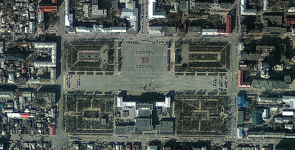 Самара. Площадь Куйбышева. Флешмоб «Самара – Космос –55»