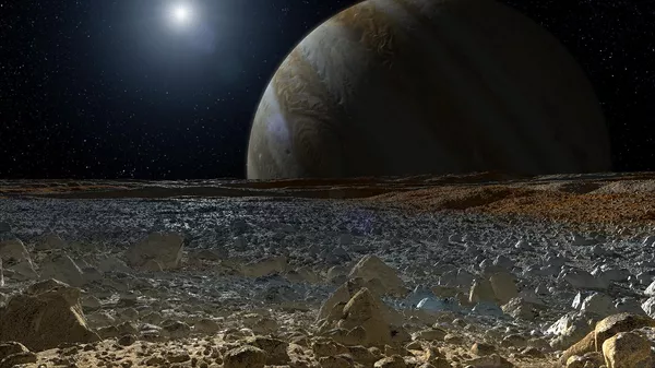Смоделированный вид поверхности Европы (спутника Юпитера)