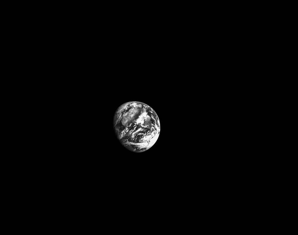 On the second day of the 25.5-day Artemis I mission, Orion used its optical navigation camera to snap black and white photos of planet Earth.