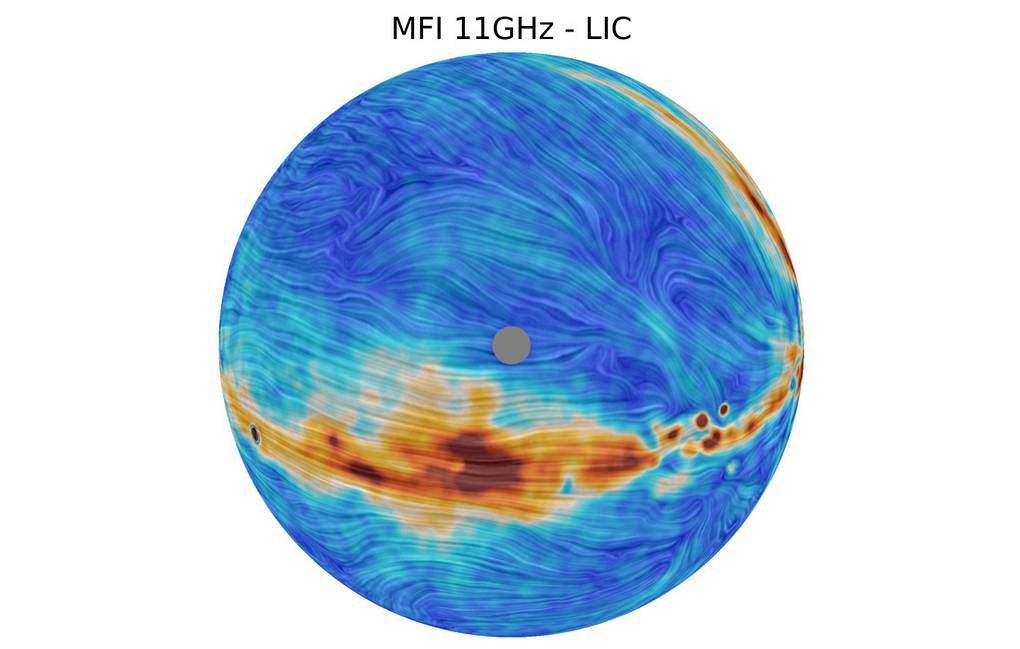 Карта поляризованного микроволнового излучения в северном полушарии CC BY/QUIJOTE Collaboration