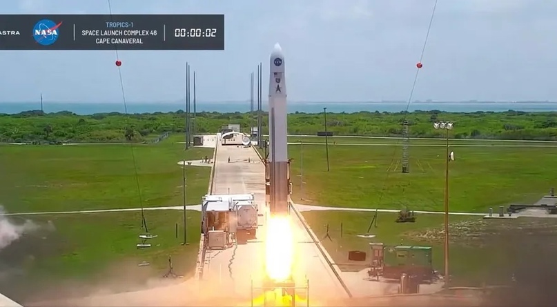 Ракета Astra 3.3 стартует с мыса Канаверал 12 июня с двумя спутниками NASA TROPICS cubesats. Однако запуск не удался, когда верхняя ступень преждевременно отключилась. Предоставлено: NASASpaceflight LLC / Astra Space Inc.