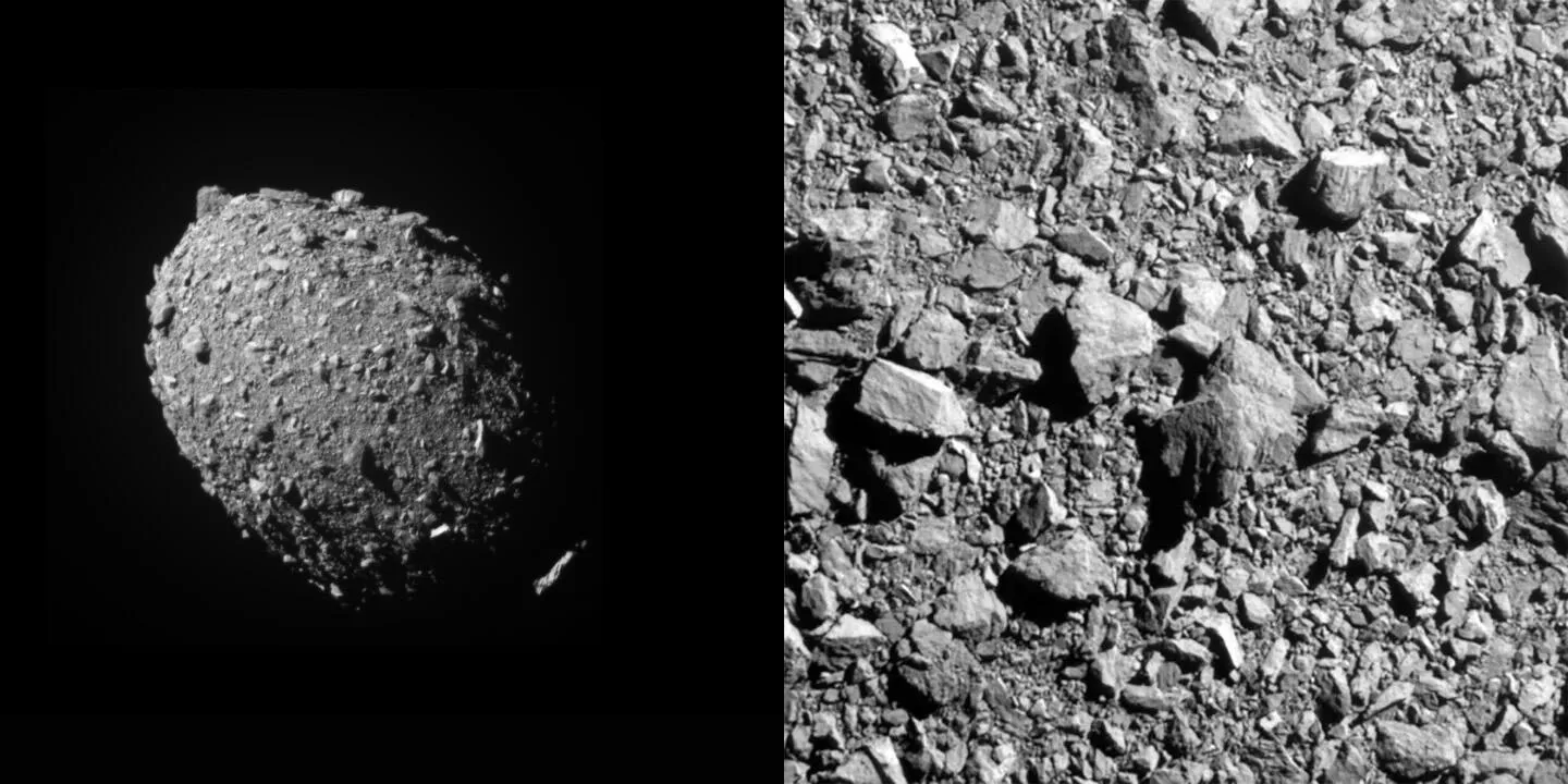 Последние изображения астероида Диморф, сделанные аппаратурой DRACO перед столкновением