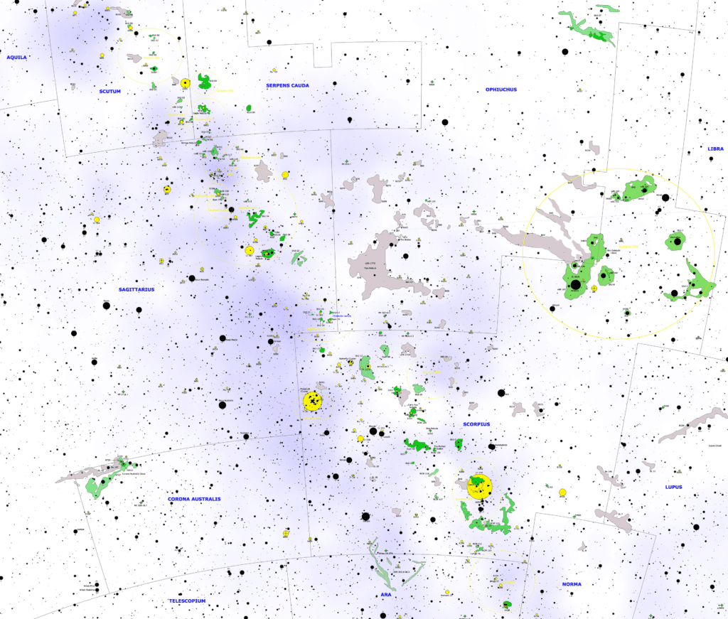Центр галактики — Стрелец А* на карте звездного неба / ©Wikimedia