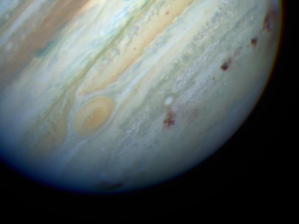 Южное полушарие Юпитера с множественными следами падения фрагментов кометы Шумейкеров – Леви