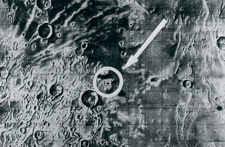 TASS Место прилунения советской лунной станции 1 февраля 1966 года