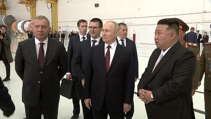 Владимир Путин и Ким Чен Ын на ключевых объектах космодрома Восточный. Первые кадры