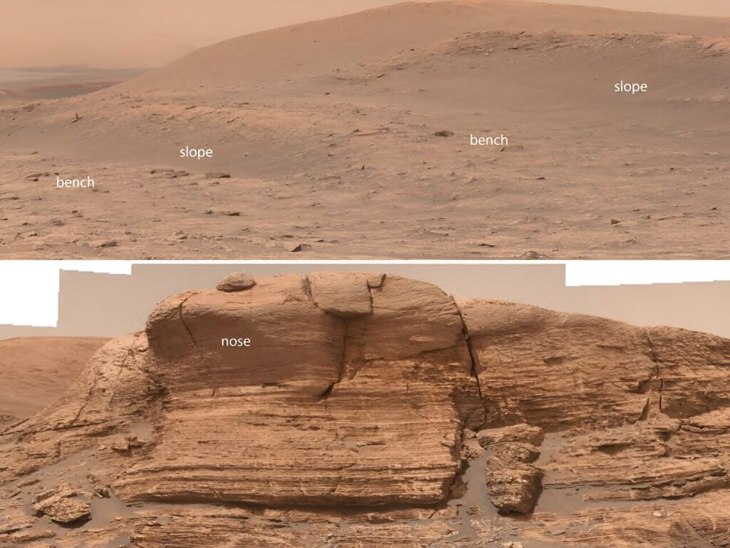Склоны, выступы и уступы, которые сфотографировал марсоход Curiosity в кратере Гейла / © NASA, Caltech-JPL. MSSS