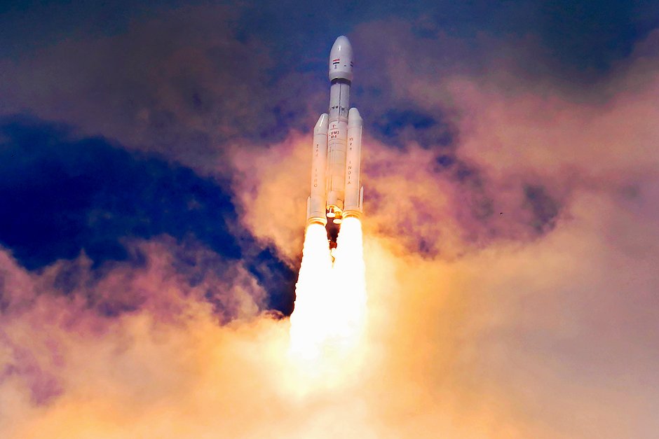 Пуск ракеты с АМС Chandrayaan-3