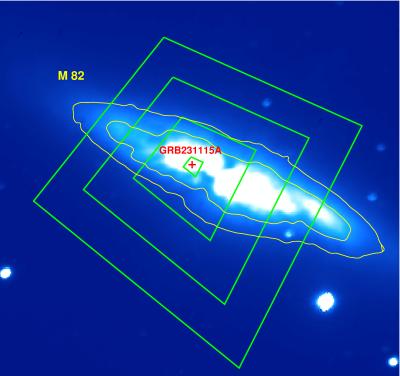 Локализация гигантской вспышки магнитара GRB231115A в галактике M82 телескопом IBIS/ISGRI. Изображение из статьи: Минаев и др. 2024